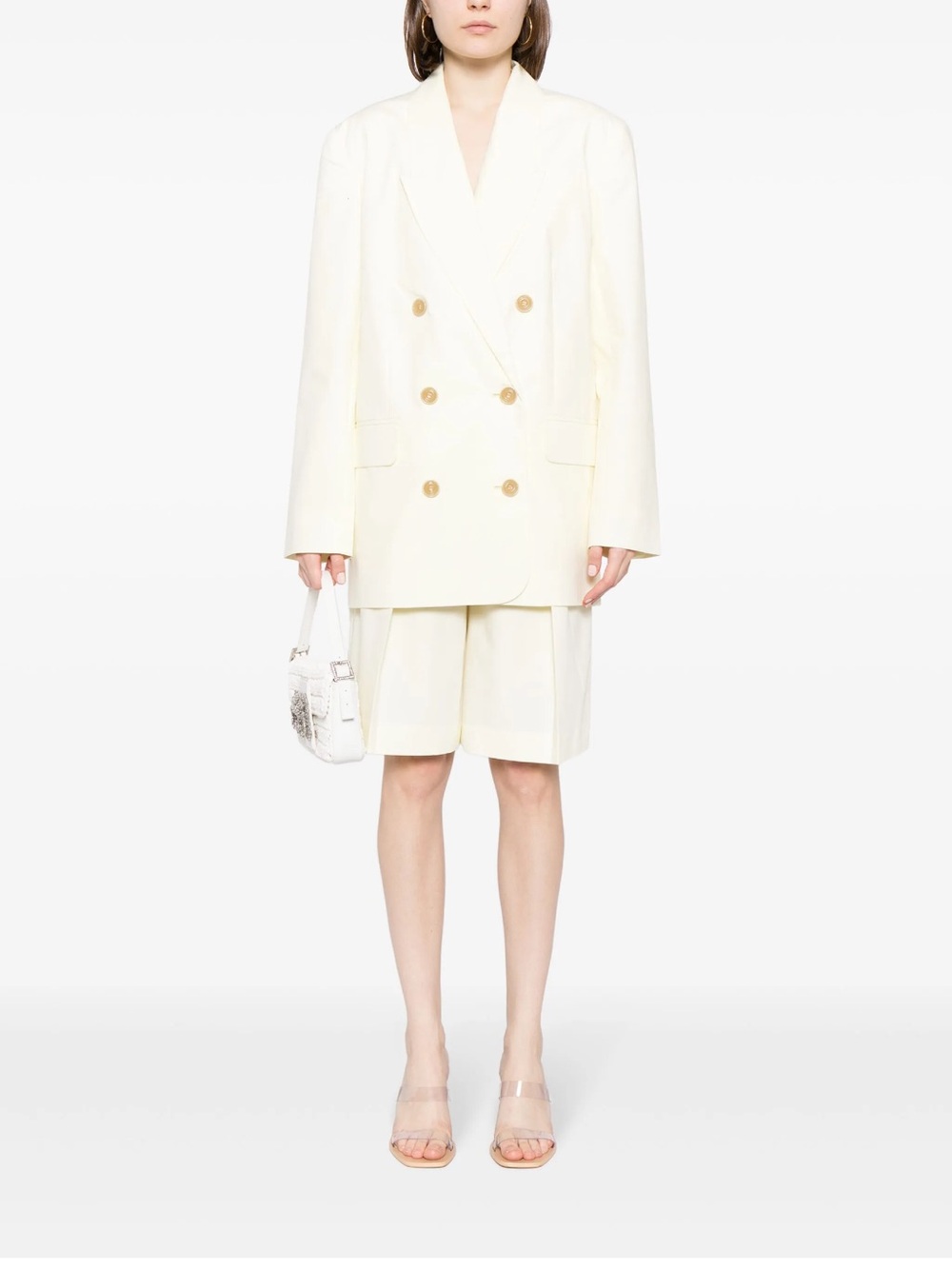 NWT Zimmerman Women's Double-Breasted Light Yellow Cotton Poplin Blazer Size 10